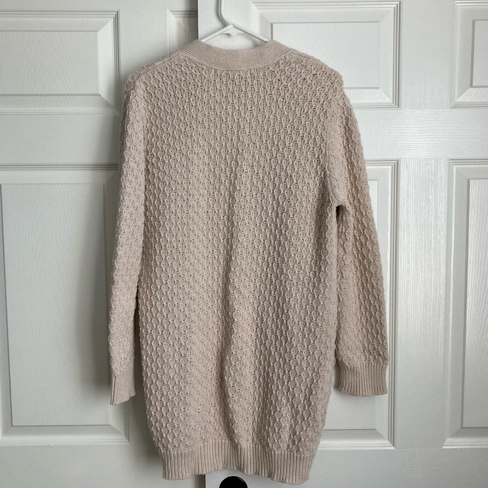 Pact Organic Oatmeal Lattice-Knit Long Cardigan XS/S - Picture 3 of 6